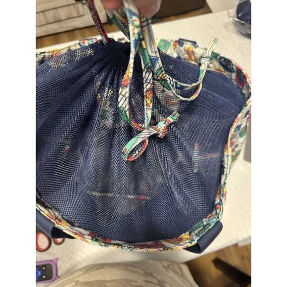 Vera Bradley Large Retired Tote Cuban stamp Mesh Expandable Inside Pocket - Picture 8 of 13